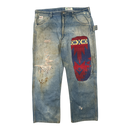 Big patch repaired carpenter denim